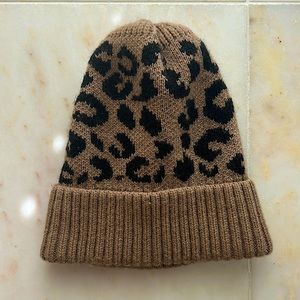 Cute Soft Brown Cheetah Print Beanie. Good condition.